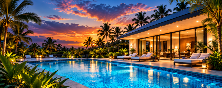 Luxury Tropical Villa at Sunset