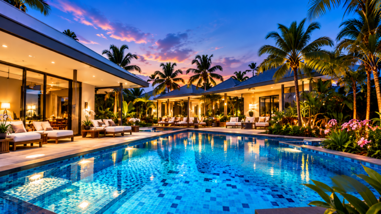 Twilight Luxury Tropical Villa Pool